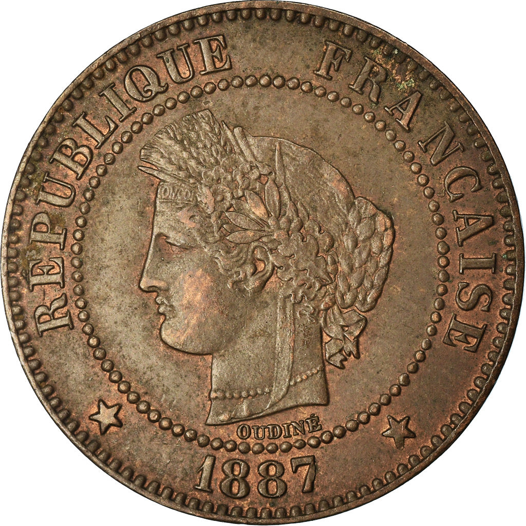 Coin, France, Cérès, 2 Centimes, 1887, Paris, EF(40-45), Bronze, KM:827.1