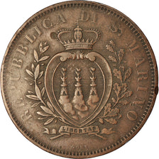 Coin, San Marino, 10 Centesimi, 1875, VF(30-35), Copper, KM:2
