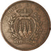 Moeda, San Marino, 10 Centesimi, 1875, VF(30-35), Cobre, KM:2