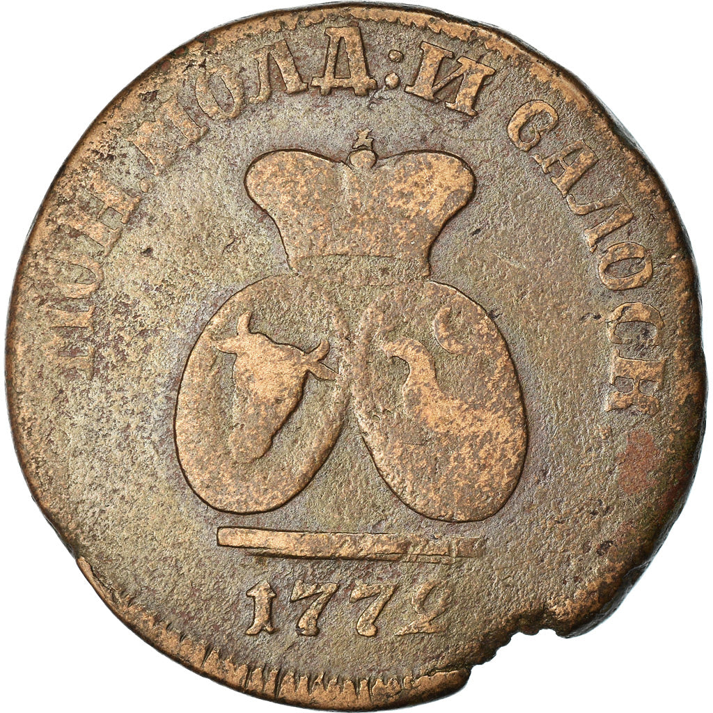 Moneta, MOŁDAWIA I WOŁOSZCZYZNA, 3 Dengi, PARA, 1772, F(12-15), Bronze, KM:2.1