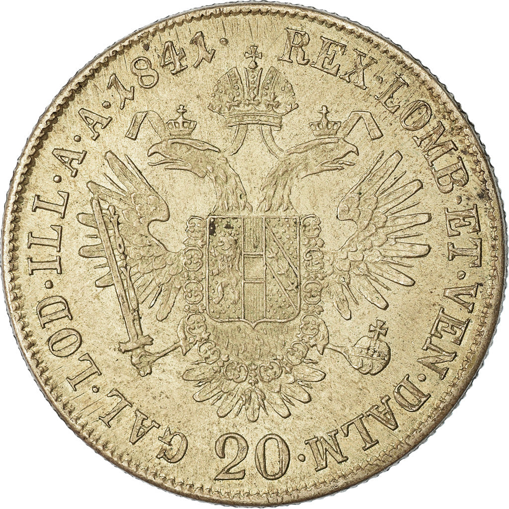 Coin, Austria, Ferdinand I, 20 Kreuzer, 1841, Vienna, AU(50-53), Silver, KM:2208
