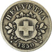 Moneda, Suiza, 10 Rappen, 1850, Strasbourg, BC+, Vellón, KM:6