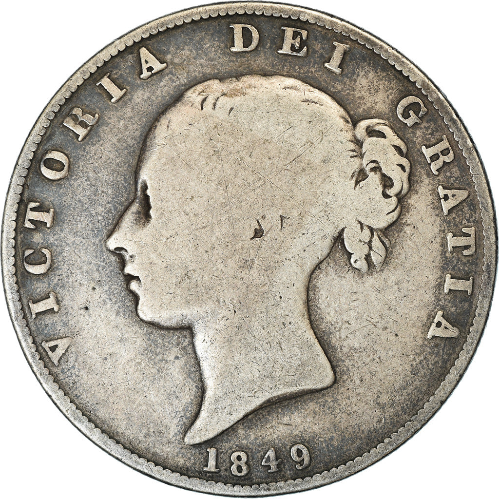 Coin, Great Britain, Victoria, 1/2 Crown, 1849, London, F(12-15), Silver, KM:740
