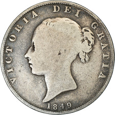 Coin, Great Britain, Victoria, 1/2 Crown, 1849, London, F(12-15), Silver, KM:740