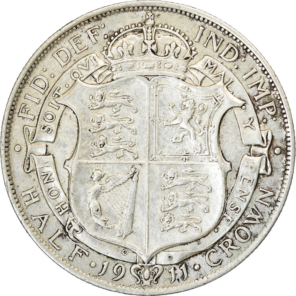Coin, Great Britain, George V, 1/2 Crown, 1911, EF(40-45), Silver, KM:818.1