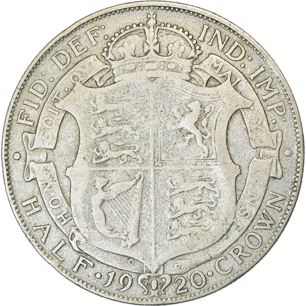Coin, Great Britain, George V, 1/2 Crown, 1920, VF(30-35), Silver, KM:818.1a