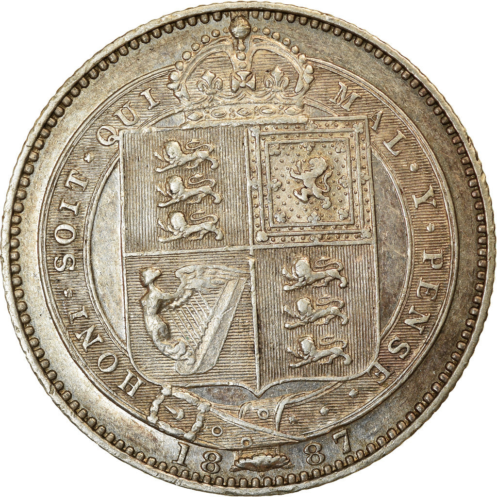 Coin, Great Britain, Victoria, Shilling, 1887, AU(50-53), Silver, KM:761