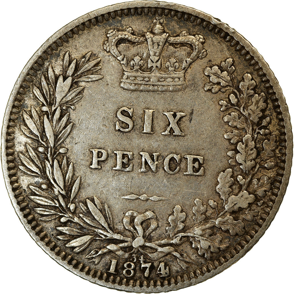 Coin, Great Britain, Victoria, 6 Pence, 1874, EF(40-45), Silver, KM:751.1