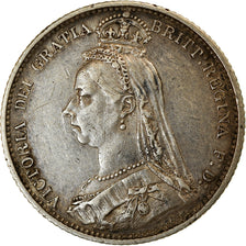 Coin, Great Britain, Victoria, 6 Pence, 1887, AU(50-53), Silver, KM:760