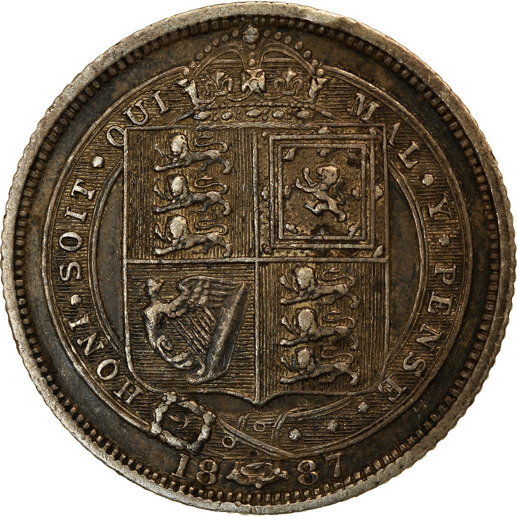 Coin, Great Britain, Victoria, 6 Pence, 1887, AU(50-53), Silver, KM:760