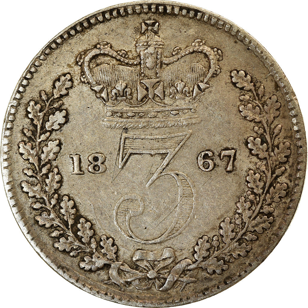 Moneta, Gran Bretagna, Victoria, 3 Pence, 1867, BB, Argento, KM:730