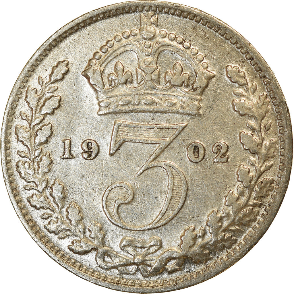 Moneta, Gran Bretagna, Edward VII, 3 Pence, 1902, BB, Argento, KM:797.1