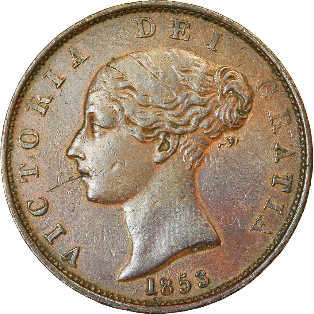 Coin, Great Britain, Victoria, 1/2 Penny, 1853, EF(40-45), Copper, KM:726