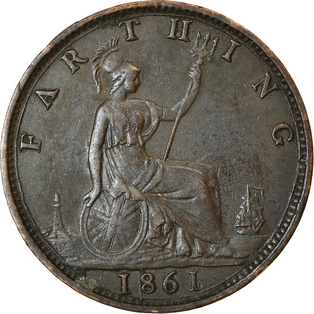 Coin, Great Britain, Victoria, Farthing, 1861, EF(40-45), Bronze, KM:747.2