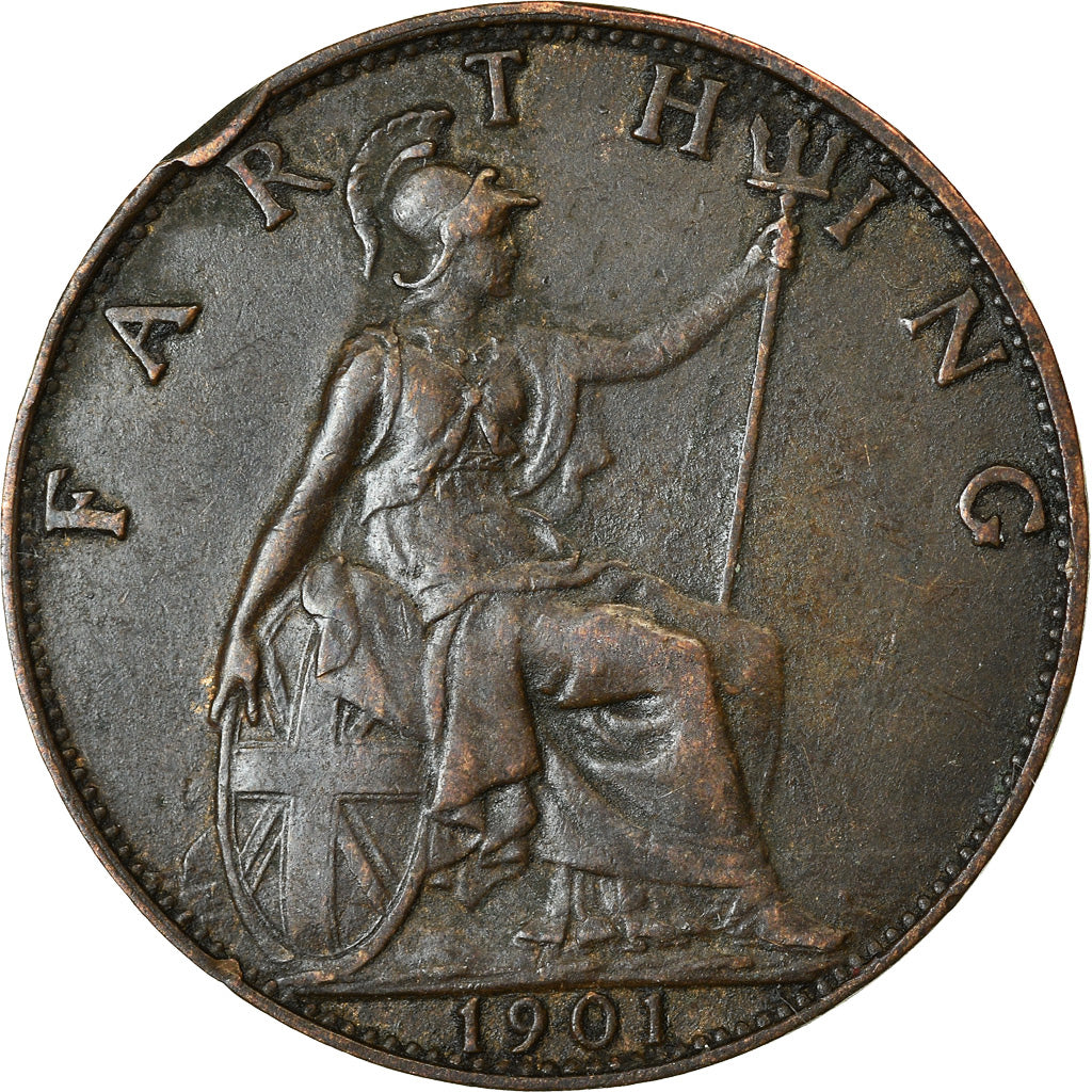 Coin, Great Britain, Victoria, Farthing, 1901, EF(40-45), Bronze, KM:788.2