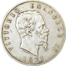 Moneta, Włochy, Vittorio Emanuele II, 5 Lire, 1871, Milan, EF(40-45), Srebro