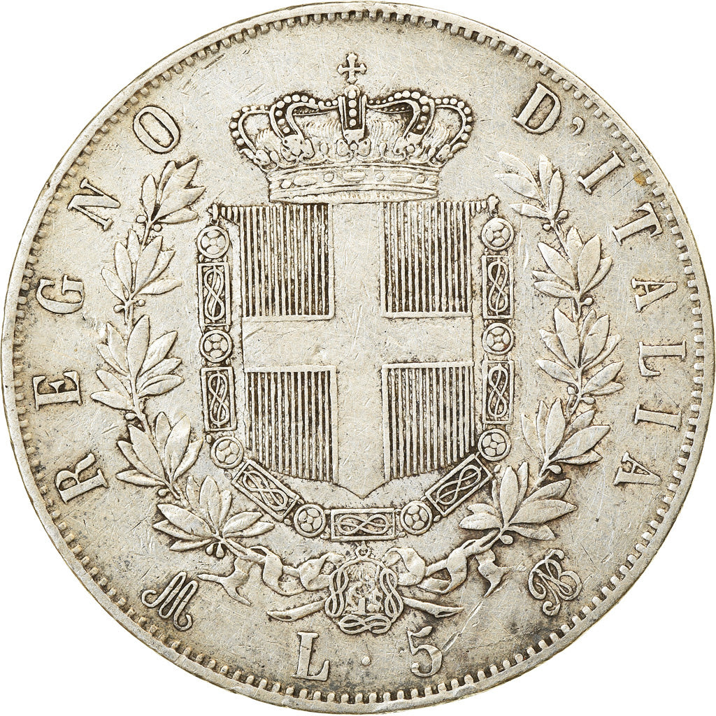 Coin, Italy, Vittorio Emanuele II, 5 Lire, 1871, Milan, EF(40-45), Silver
