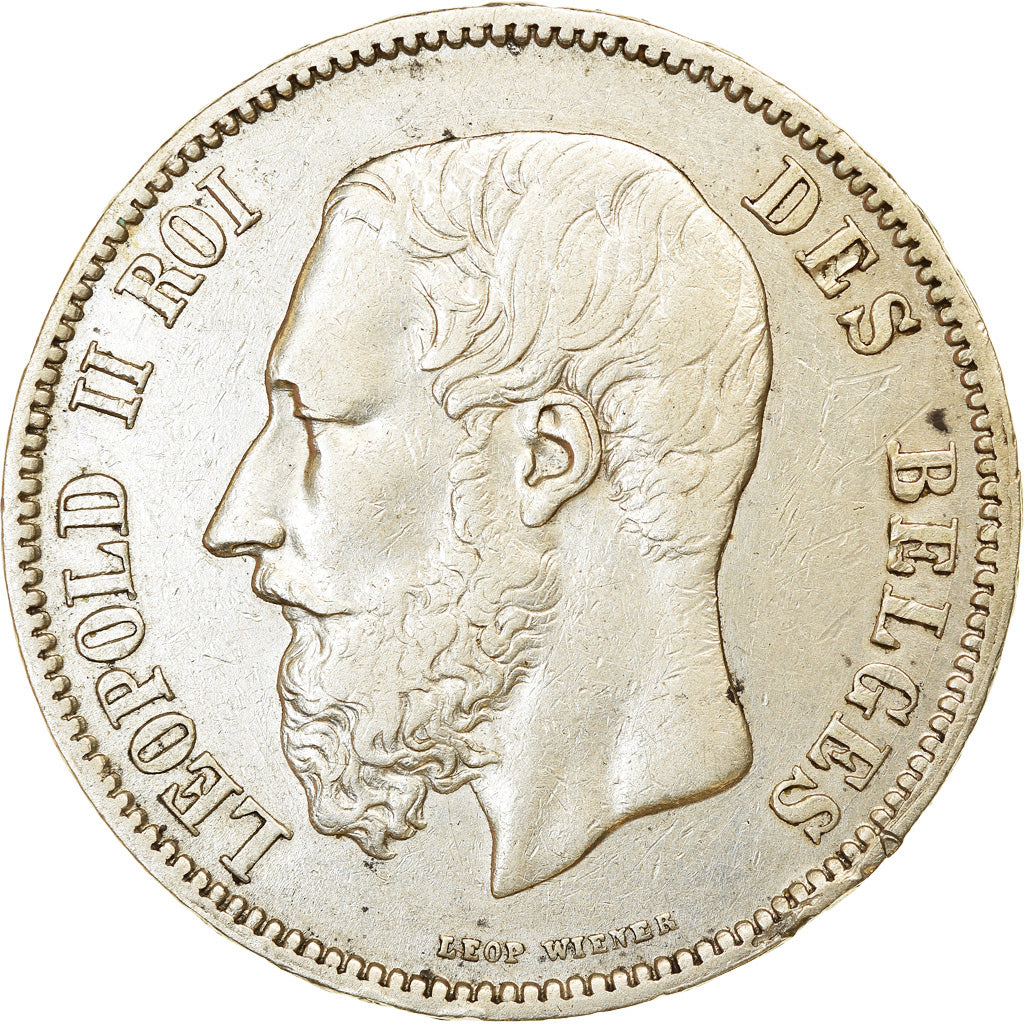 Coin, Belgium, Leopold II, 5 Francs, 5 Frank, 1869, EF(40-45), Silver, KM:24
