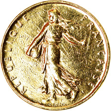 Coin, France, Semeuse, Franc, 1971, Paris, gold-plated coin, AU(50-53), Nickel