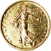 Munten, Frankrijk, Semeuse, Franc, 1971, Paris, gold-plated coin, ZF+, Nickel