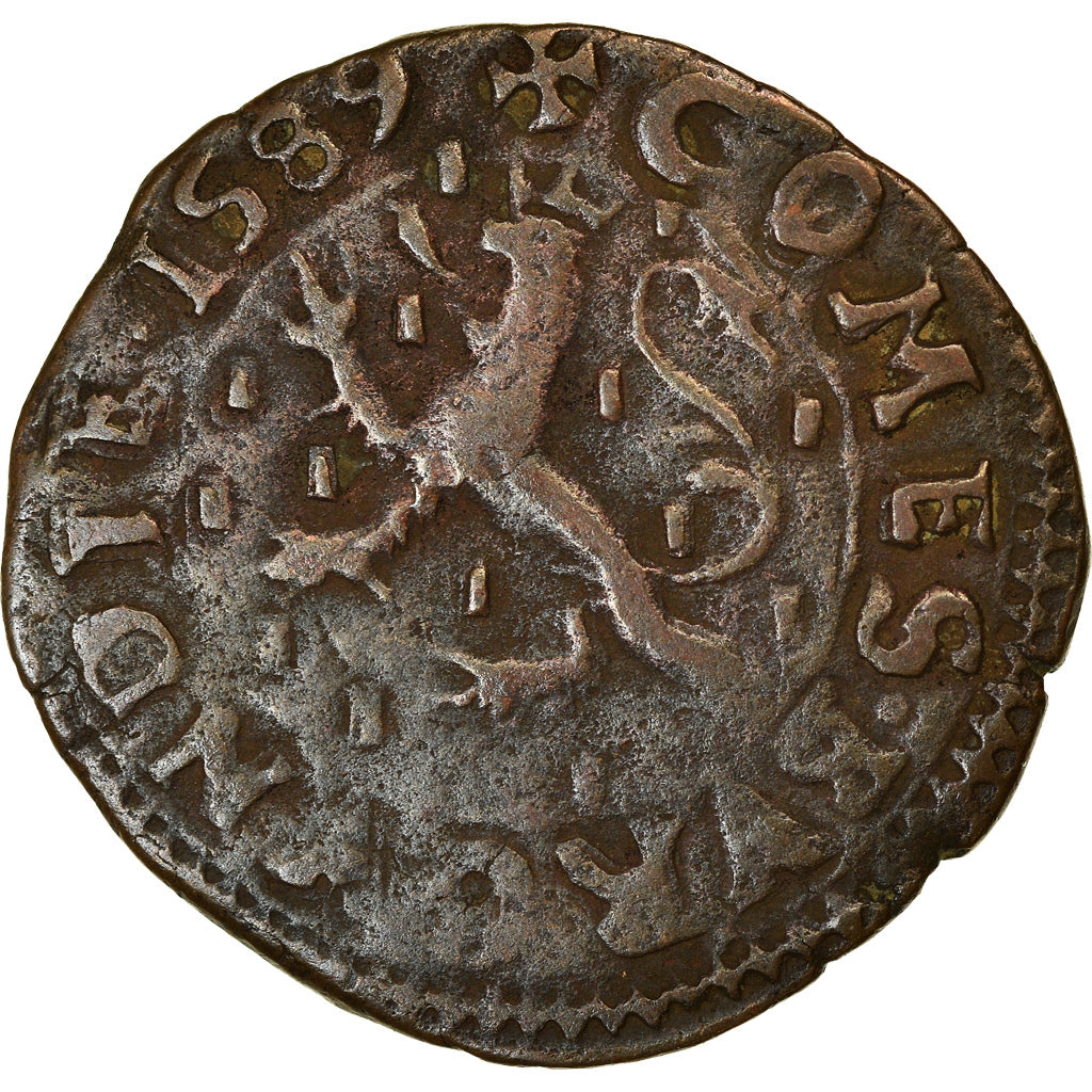 Monnaie, France, Franche-Comté, Philipp II of Spain, 2 Deniers, 1589, Dole