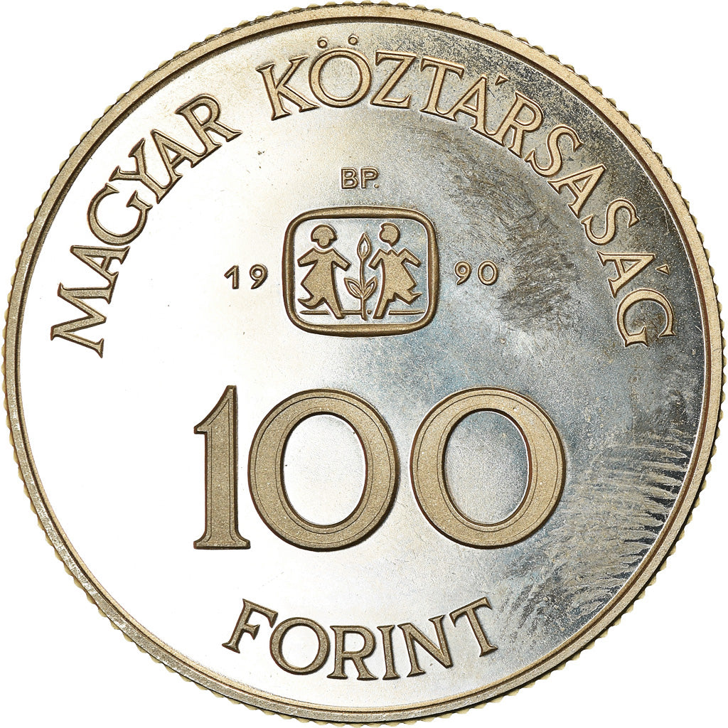 Coin, Hungary, 100 Forint, Szaz, 1990, MS(65-70), Copper-nickel, KM:700