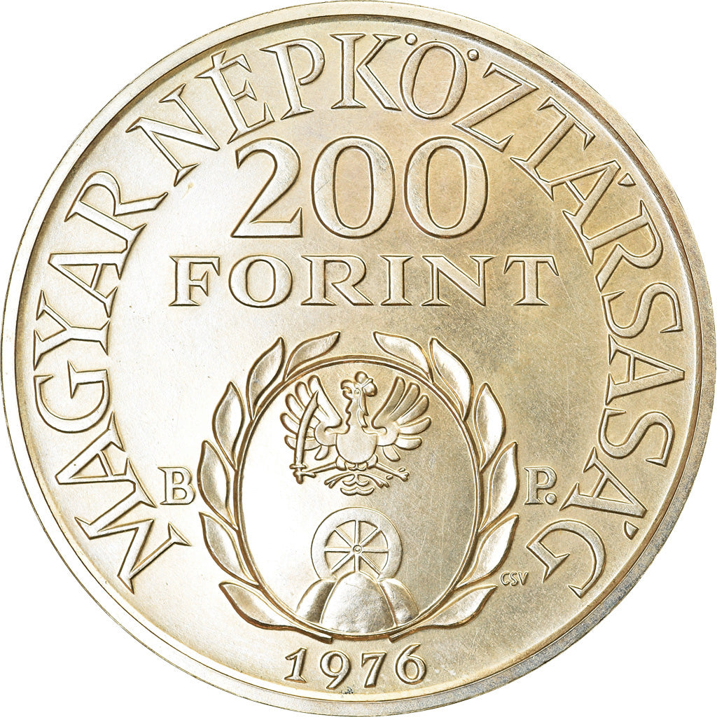 Coin, Hungary, 200 Forint, Ketszaz, 1976, MS(65-70), Silver, KM:606