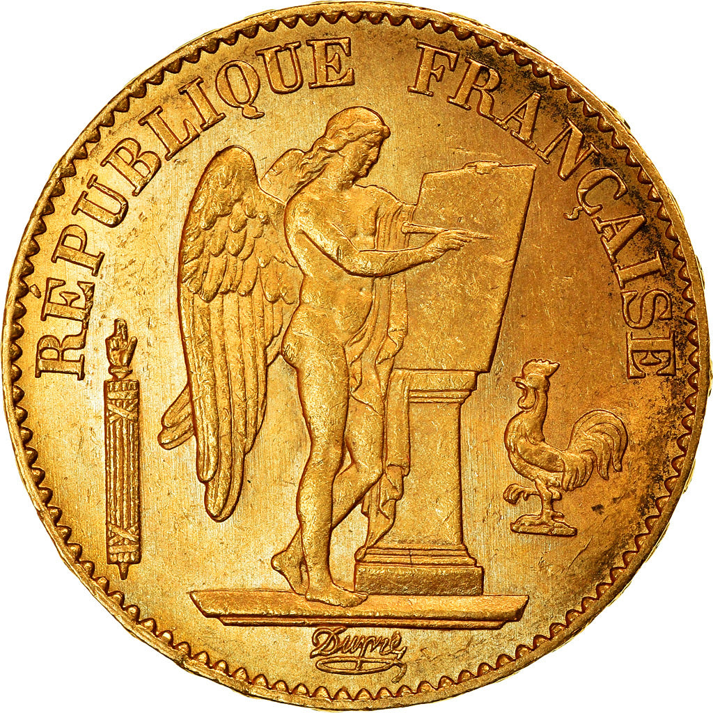 Coin, France, Génie, 20 Francs, 1876, Paris, MS(60-62), Gold, KM:825