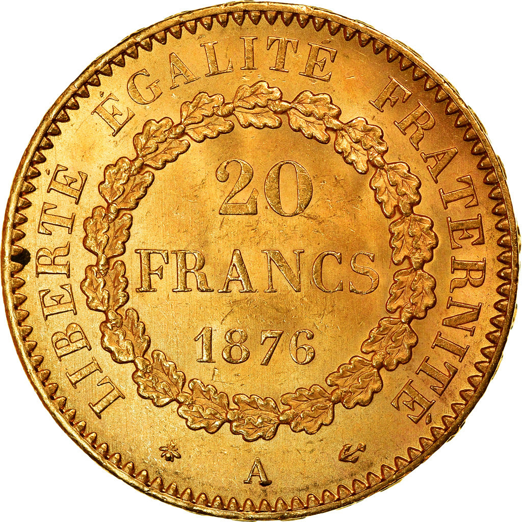 Coin, France, Génie, 20 Francs, 1876, Paris, MS(60-62), Gold, KM:825