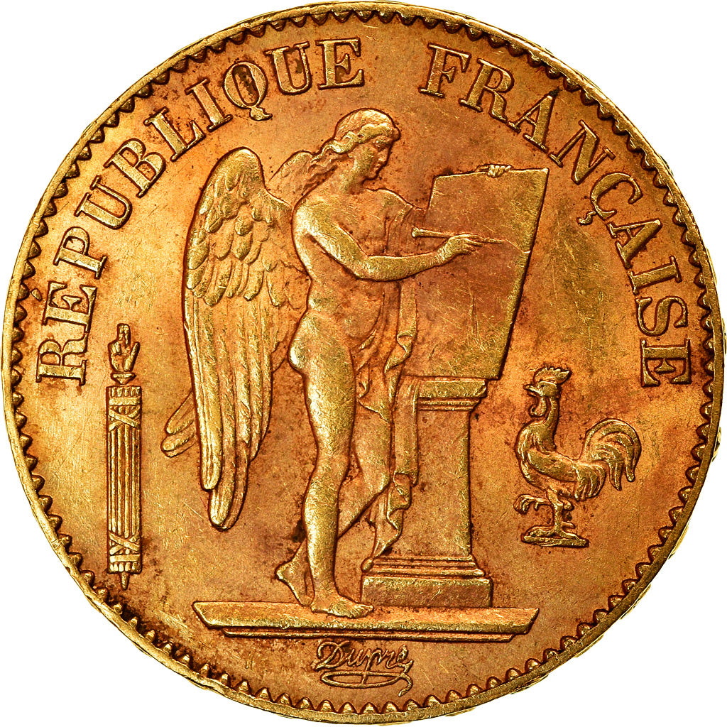 Moneta, Francja, Génie, 20 Francs, 1893, Paris, AU(55-58), Złoto, KM:825