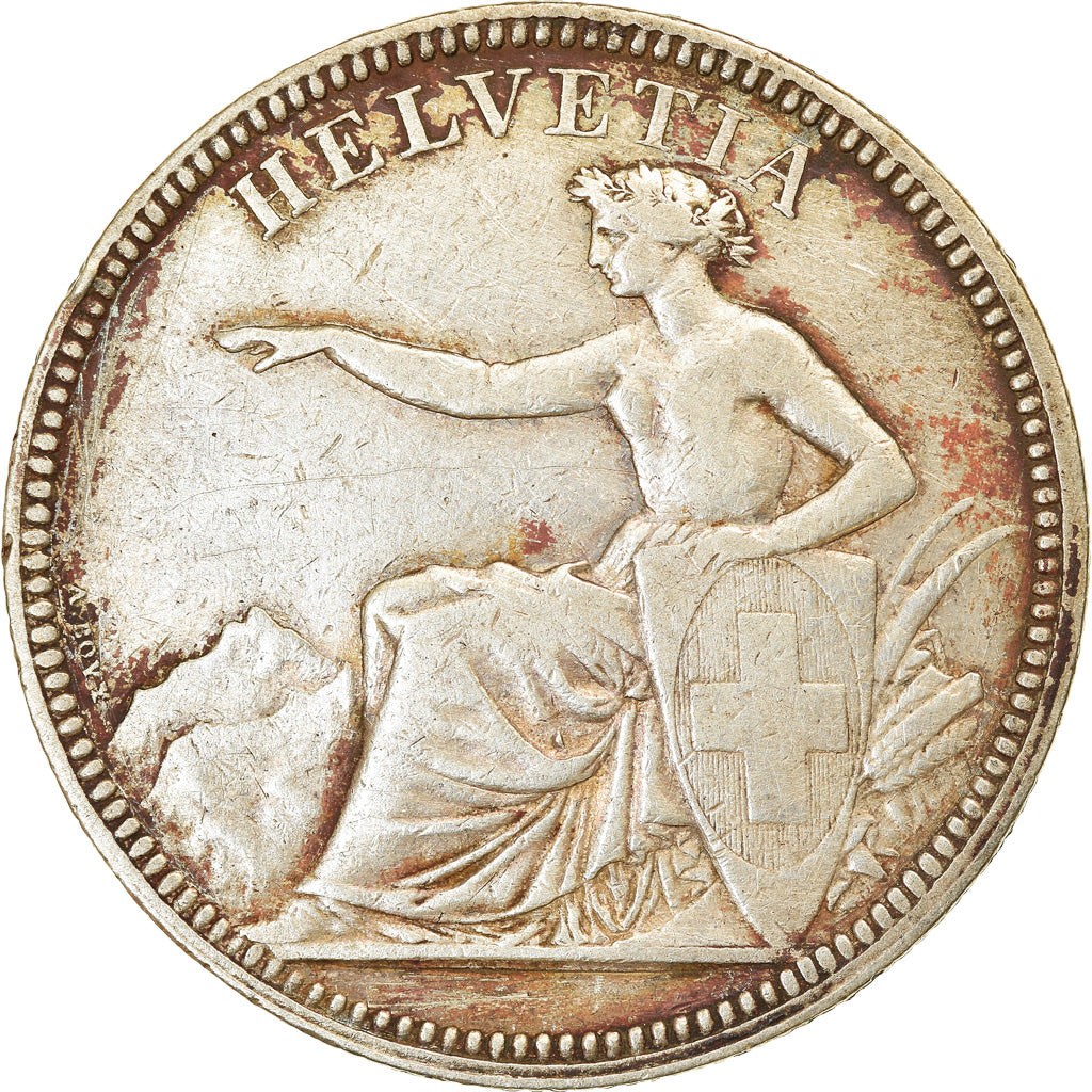 Coin, Switzerland, 5 Francs, 1874, Bruxelles, VF(30-35), Silver, KM:11