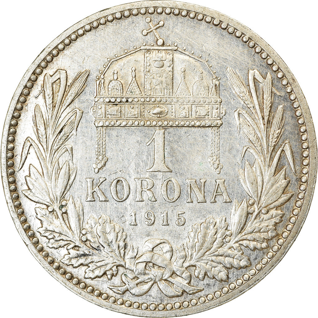 Moneta, Ungheria, Franz Joseph I, Korona, 1915, Kremnitz, BB+, Argento, KM:492