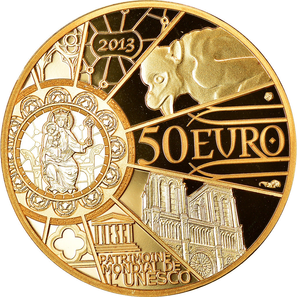 Frankreich, Monnaie de Paris, 50 Euro, Unesco - Notre-Dame, 2013, STGL, Gold