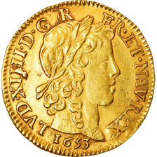 Moeda, França, Louis XIV, Louis d'or à la mèche longue, Louis d'Or, 1653