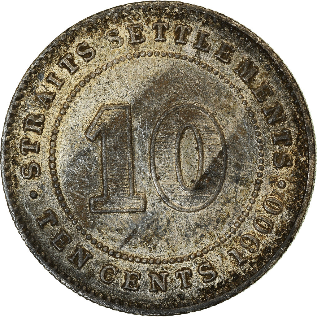 Monnaie, Straits Settlements, Victoria, 10 Cents, 1900, TTB, Argent, KM:11