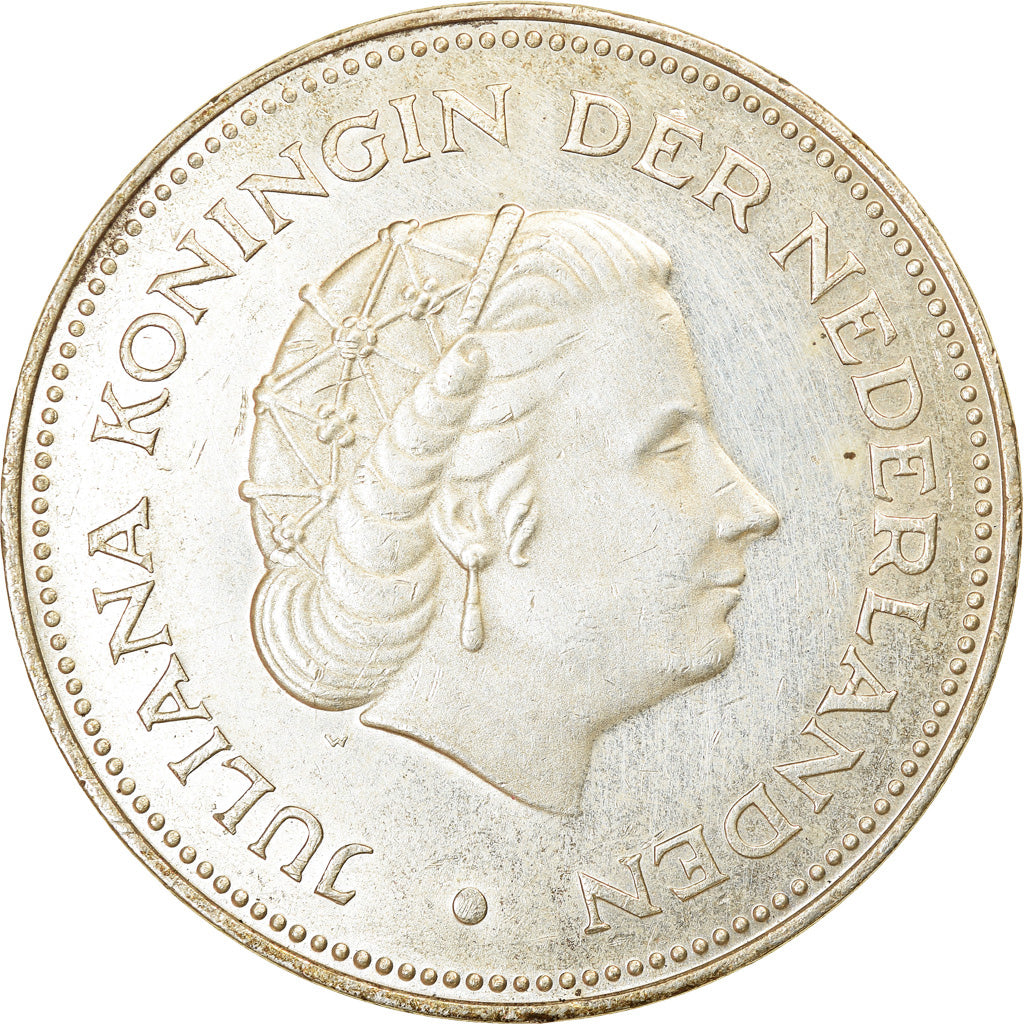Coin, Netherlands, Juliana, 10 Gulden, 1970, AU(50-53), Silver, KM:195