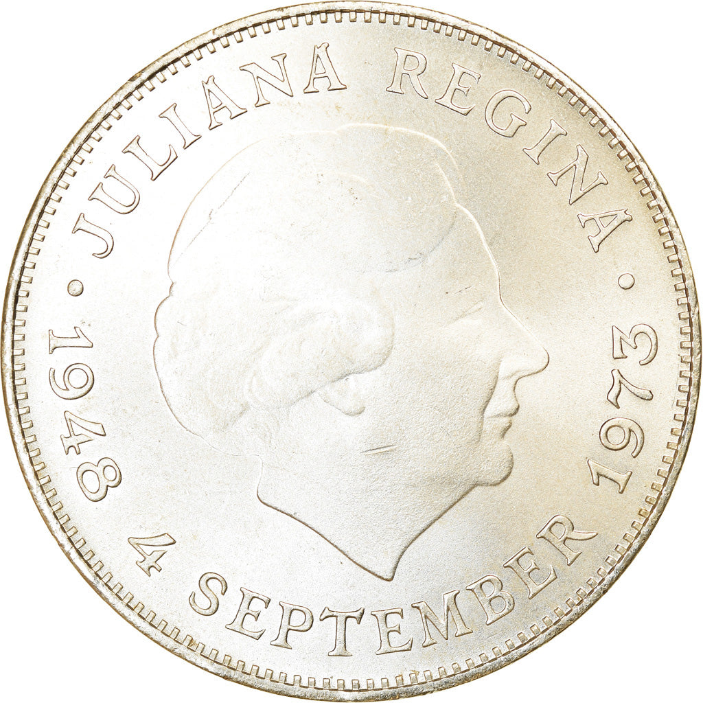 Coin, Netherlands, Juliana, 10 Gulden, 1973, Utrecht, AU(55-58), Silver, KM:196