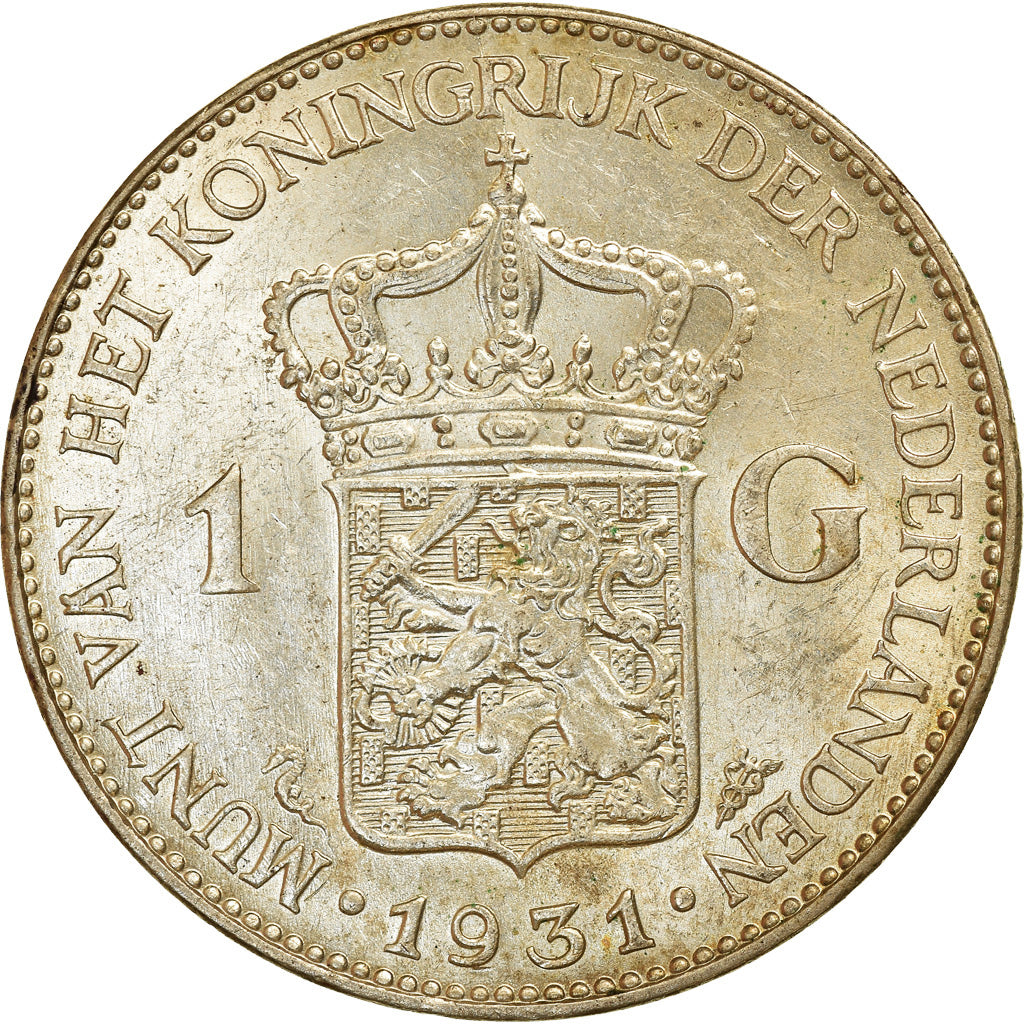 Moeda, Países Baixos, Wilhelmina I, Gulden, 1931, AU(50-53), Prata, KM:161.1