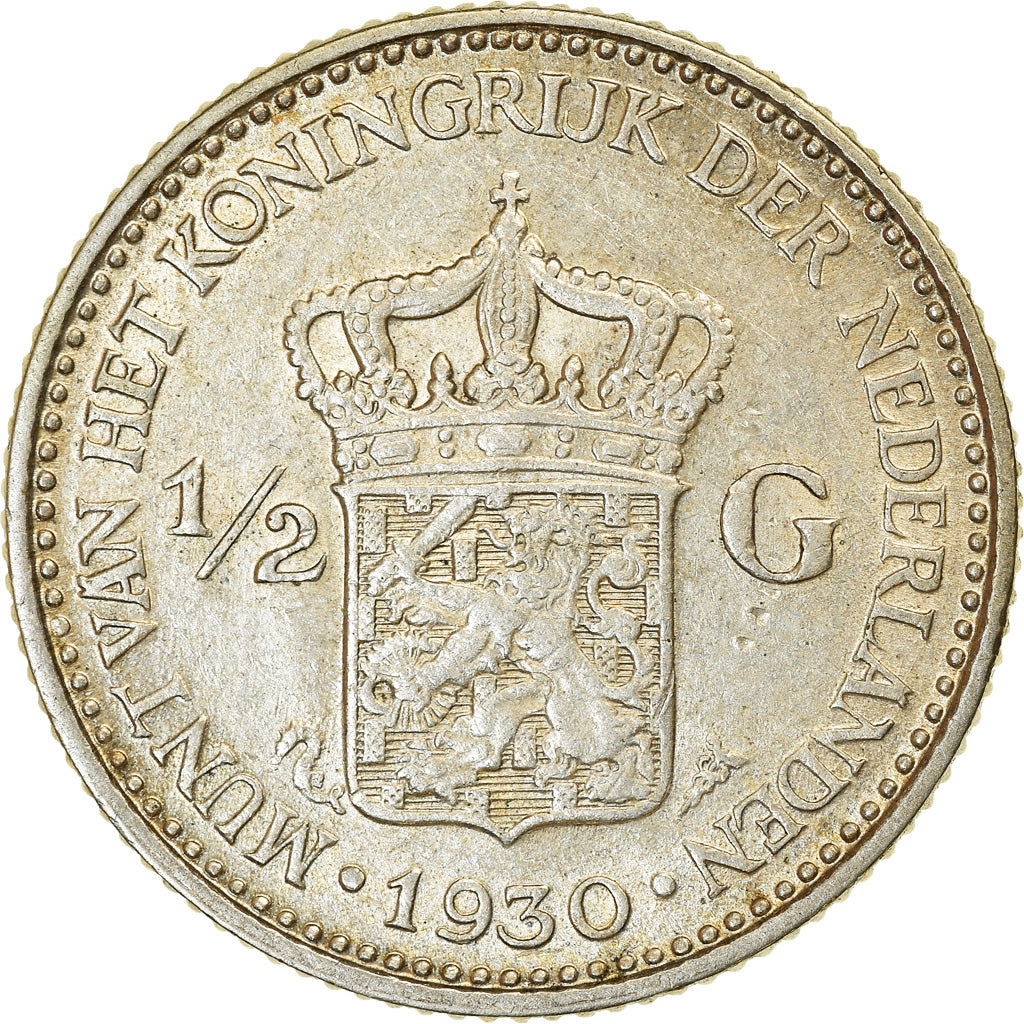 Münze, Niederlande, Wilhelmina I, 1/2 Gulden, 1930, SS+, Silber, KM:160
