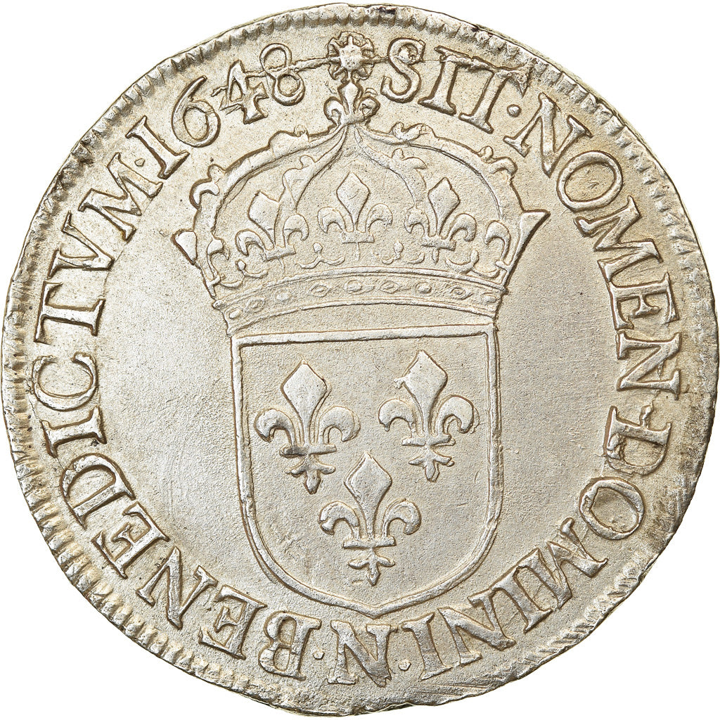 Monnaie, France, Louis XIV, Écu à la mèche longue, Ecu, 1648, Montpellier