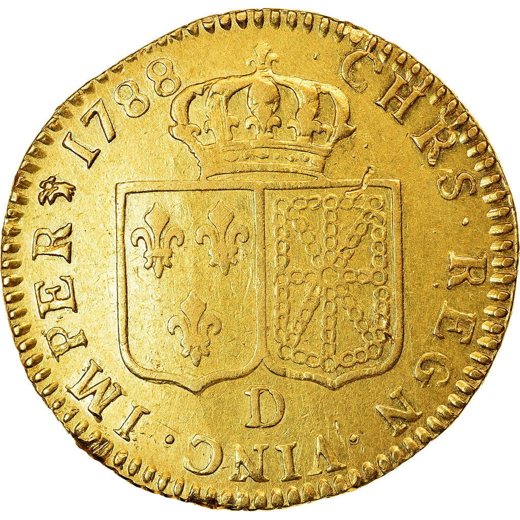 Moeda, França, Louis XVI, Louis d'or à la tête nue, Louis d'Or, 1788, Lyon