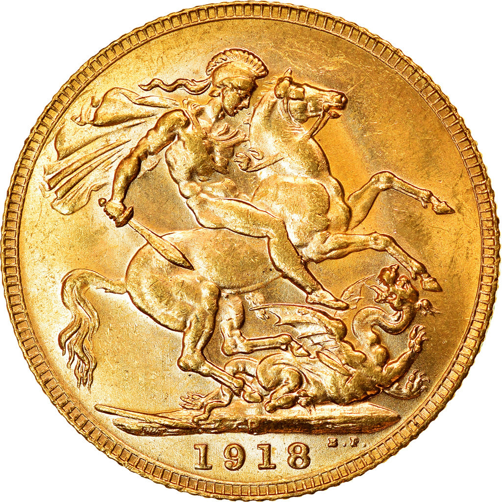 Coin, Australia, George V, Sovereign, 1918, Perth, MS(64), Gold, KM:29