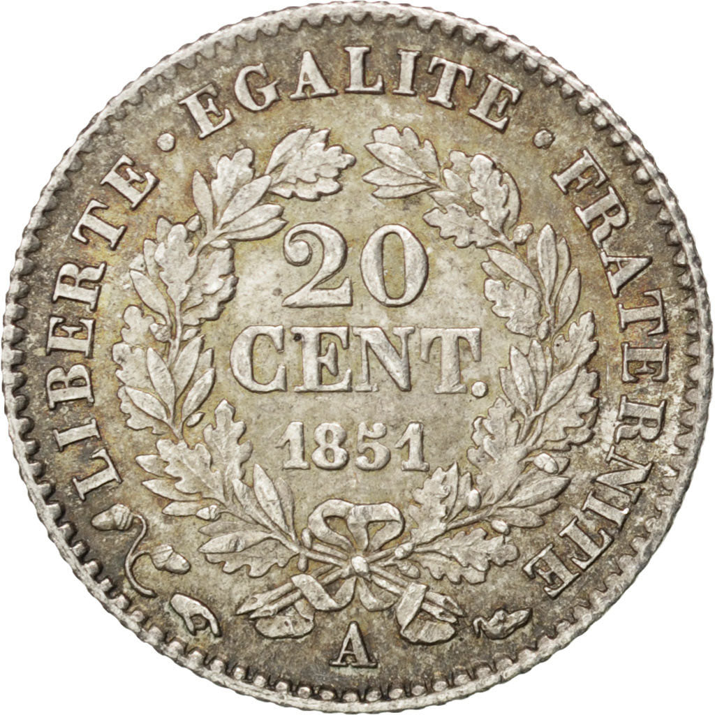 Coin, France, Cérès, 20 Centimes, 1851, Paris, MS(60-62), Silver, KM:758.1