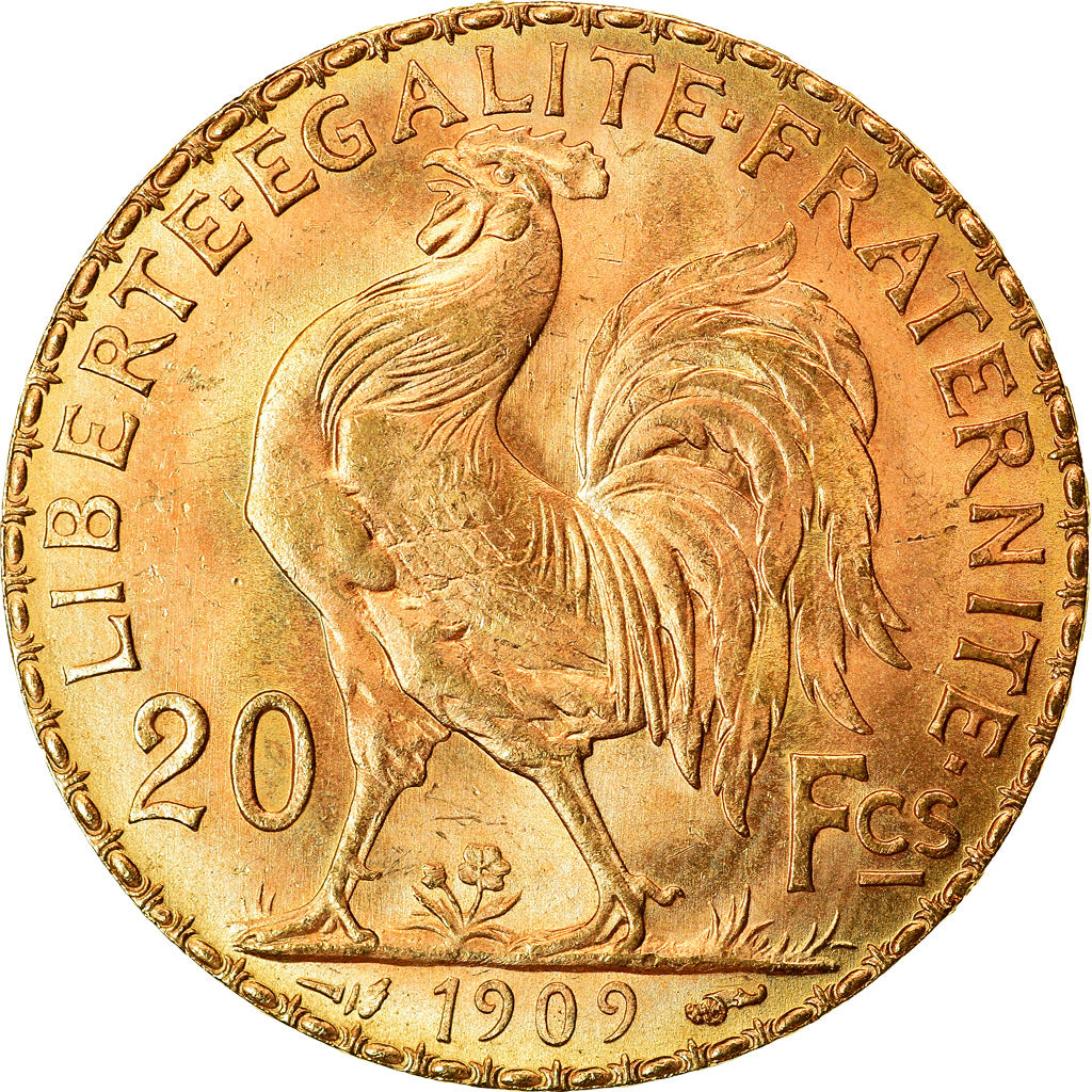 Coin, France, Marianne, 20 Francs, 1909, MS(60-62), Gold, KM:857, Gadoury:1064a