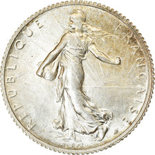 Moeda, França, Semeuse, Franc, 1919, Paris, AU(55-58), Prata, KM:844.1