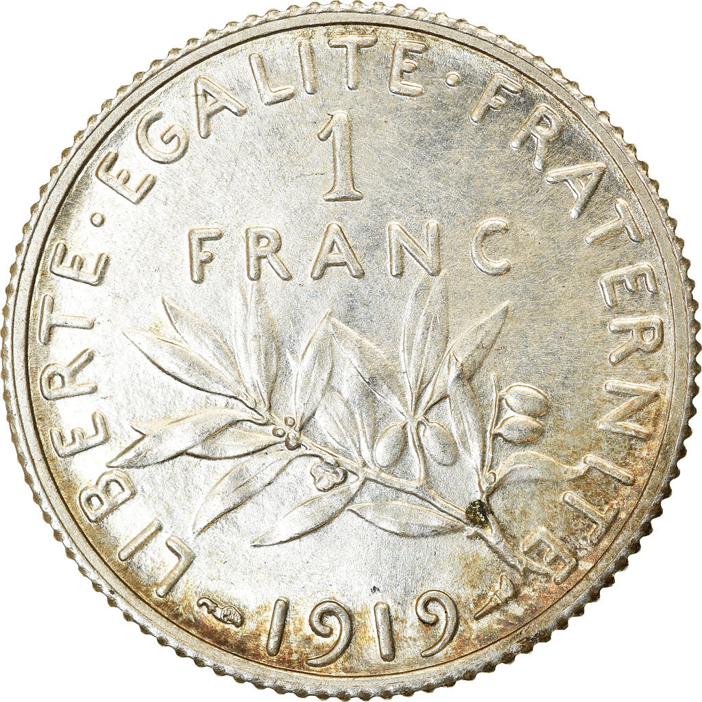 Coin, France, Semeuse, Franc, 1919, Paris, AU(55-58), Silver, KM:844.1