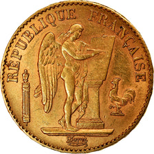 Moeda, França, Génie, 20 Francs, 1895, Paris, AU(55-58), Dourado, KM:825
