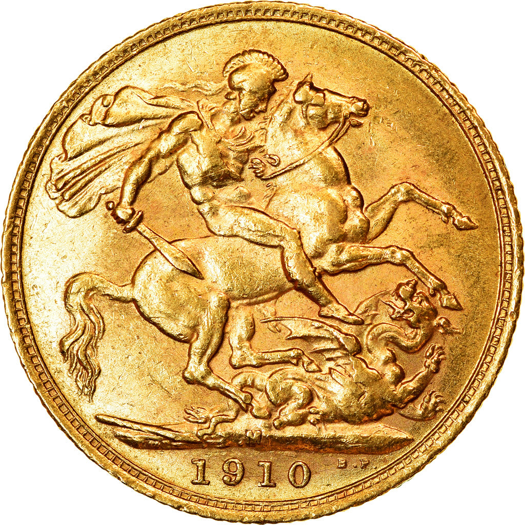 Coin, Australia, Edward VII, Sovereign, 1910, Melbourne, AU(55-58), Gold, KM:15