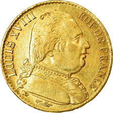 Coin, France, Louis XVIII, Louis XVIII, 20 Francs, 1814, Paris, AU(50-53), Gold