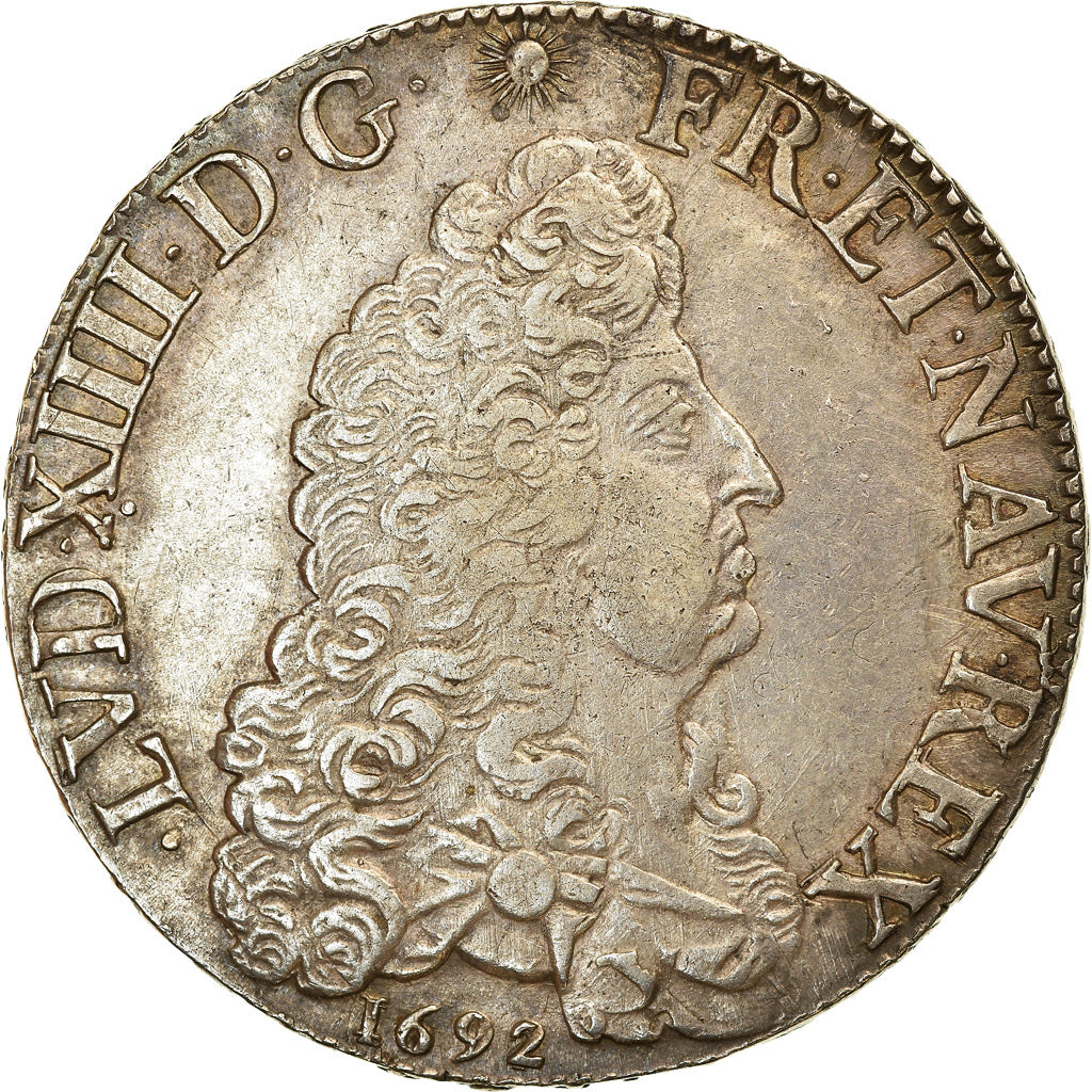 Coin, France, Louis XIV, Ecu aux 8 L, 1692, Lille, Rare, EF(40-45), Silver